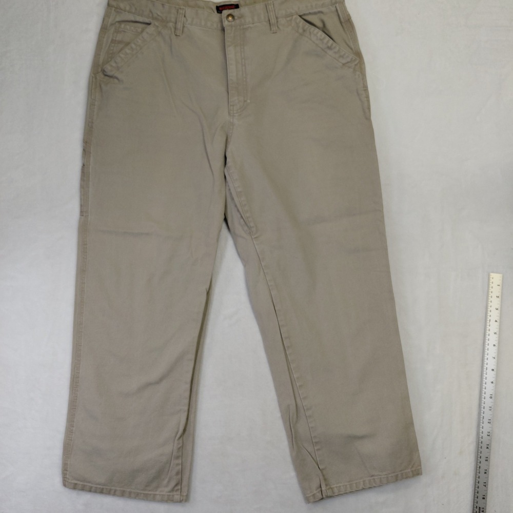 Wolverine Mens Khaki Tan Cotton Canvas Carpenter Work Pants 40x30 Utility Pants